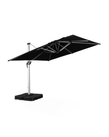 Parasol déporté en aluminium et toile en agora noir 3x3m