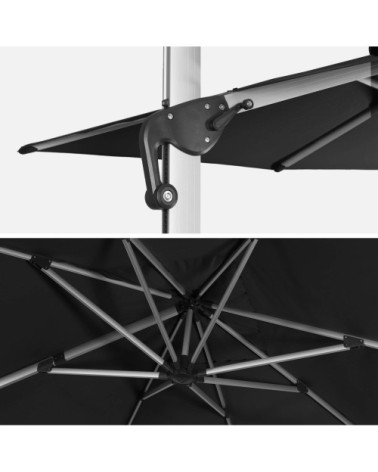 Parasol déporté en aluminium et toile en agora anthracite 3x3m