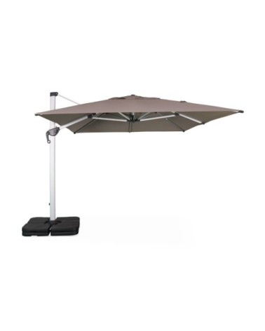 Parasol déporté en aluminium et toile en agora taupe 3x4m
