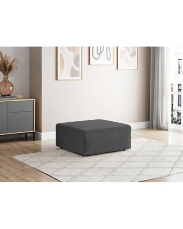 Pouf en velours côtelé - gris