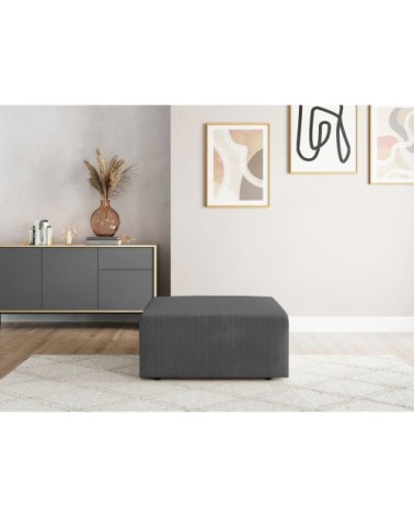 Pouf en velours côtelé - gris
