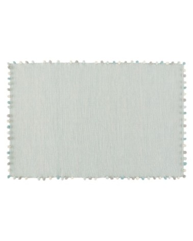 Tapis enfant en coton vert à pompons 120x180