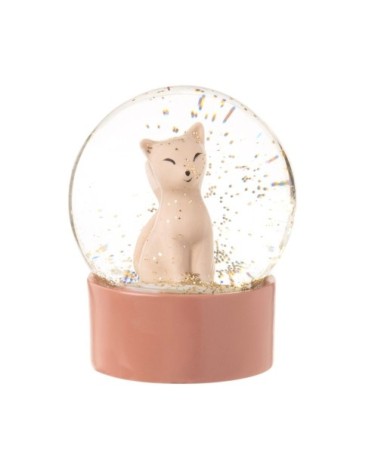 Boule à neige chat rose