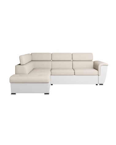 Canapé d'angle gauche convertible 4 places, tissu easy clean et simili