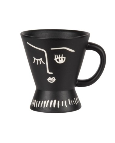 Tasse en porcelaine noire imprimé blanc