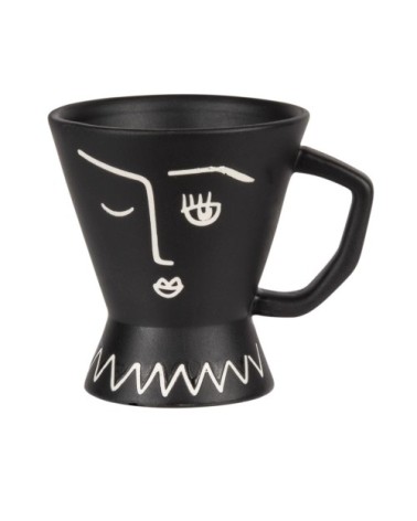 Tasse en porcelaine noir mat imprimé blanc