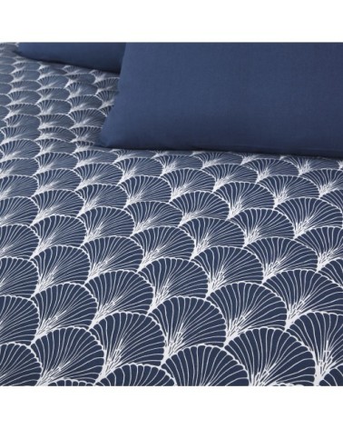 Parure de lit en coton bio gris anthracite et bleu marine imprimé 220x240, OEKO-TEX®