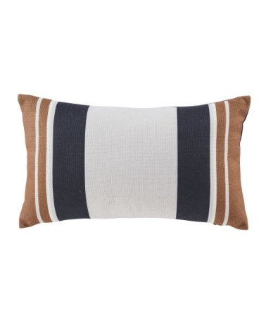 Coussin gris anthracite, caramel et écru 50x30