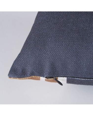 Coussin gris anthracite, caramel et écru 50x30