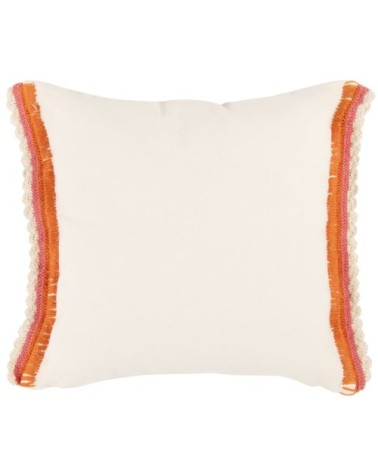 Housse de coussin en coton écru et bordures en crochet 40x40