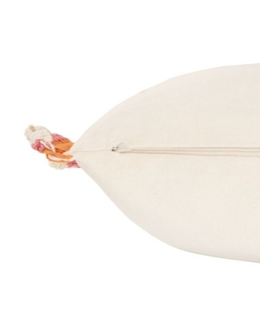 Housse de coussin en coton écru et bordures en crochet 40x40