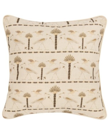 Housse de coussin en coton imprimé jungle écru 40x40