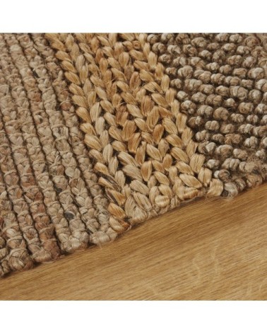 Tapis en jute et coton tissés main beiges et marron 140x200