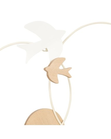 Déco murale oiseaux et cercles marron, gris et blancs 61x29