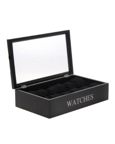 Coffret de rangement pour 12 montres en bois noir 34,2x20,4cm