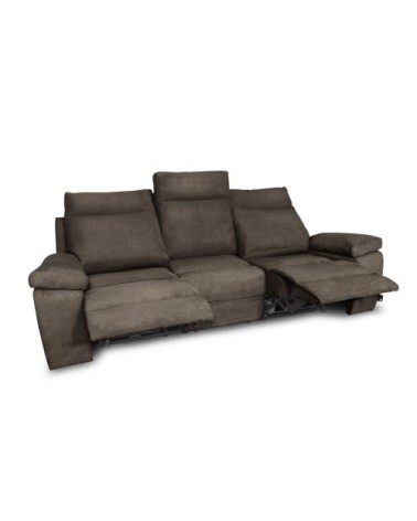 Canapé de relaxation électrique 3 places en tissu - taupe