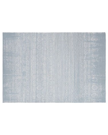 Tapis tissé jacquard bleu vert motifs graphiques 140x200, OEKO-TEX®