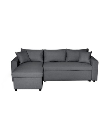 Canapé d'angle convertible coffre marron en tissu - gris foncé