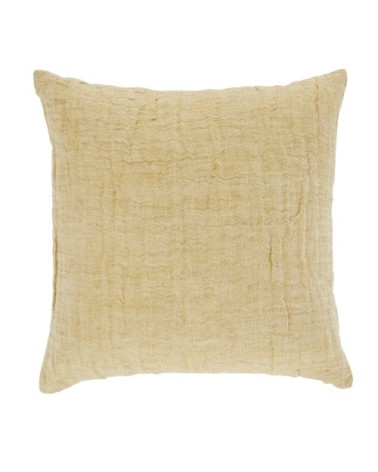 Coussin en gaze de coton et lin jaune sable 45x45