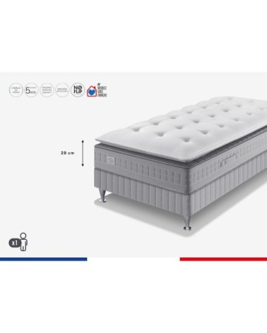 Ensemble 90x190 matelas H29 ressort ensachés, ferme, sommier