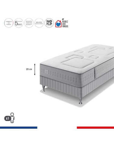 Ensemble 90x190 matelas H25 ressort ensachés, ferme, sommier