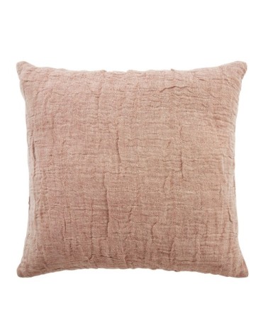 Coussin en gaze de coton et lin terracotta 45x45