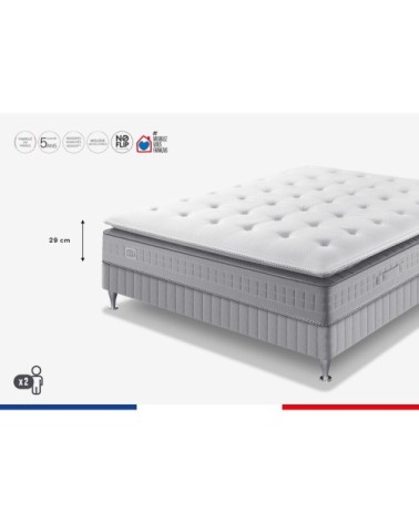 Ensemble 140x200 matelas H29 ressort ensachés, ferme, sommier