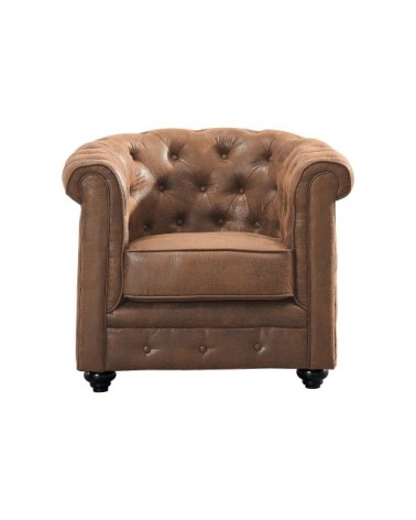 Fauteuil droit microfibre marron
