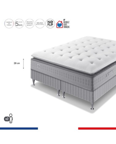 Ensemble 160x200 matelas H29 ressort ensachés, ferme, 2 sommiers