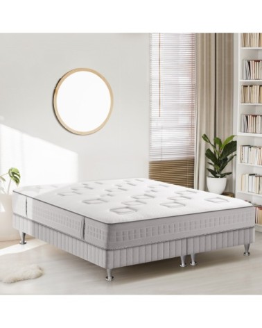 Ensemble 160x200 matelas H24 ressort ensachés, ferme, 2 sommiers