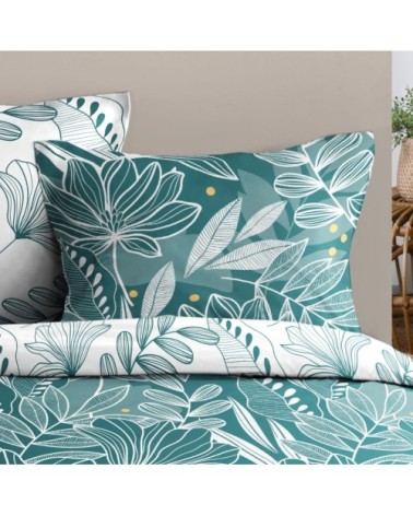Parure de couette en coton coloris vert 260x240cm 2 taies