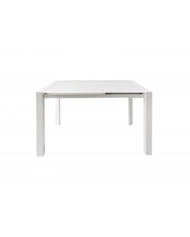 Table extensible 120 à 180 cm plateau verre blanc