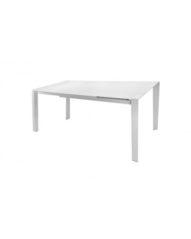 Table extensible 120 à 180 cm plateau verre blanc