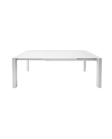 Table extensible 120 à 180 cm plateau verre blanc