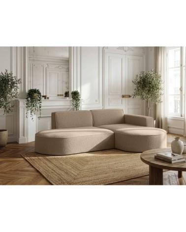 Canapé d'angle droit 4 places marla en tissu bouclette - taupe