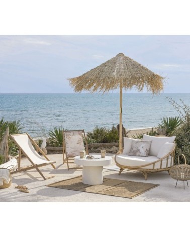 Parasol en sapin et fibre végétale tressée