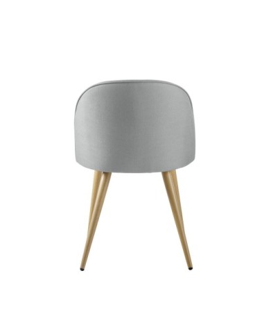 Chaise vintage gris acier et métal imitation chêne