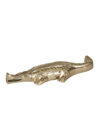 Statuette crocodile en aluminium doré H7