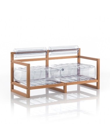 Canapé 2 places pvc transparent cadre en bois