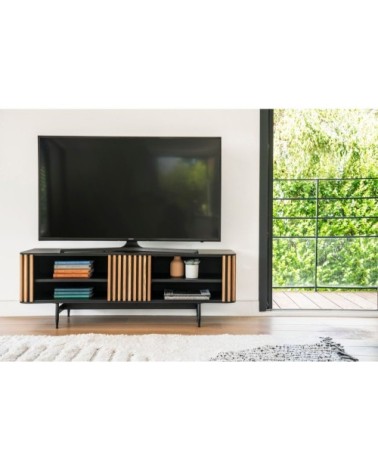 Meuble Tv 130 cm 4 niches plaqué chêne