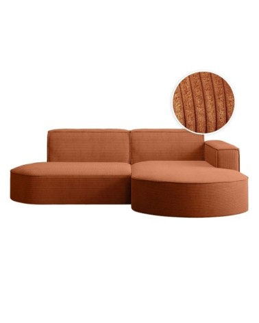 Canapé d'angle droit 4 places marla en velours côtelé - terracotta
