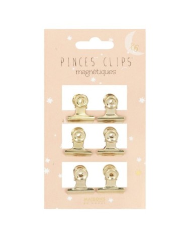 Pinces magnétiques en métal doré (x6)