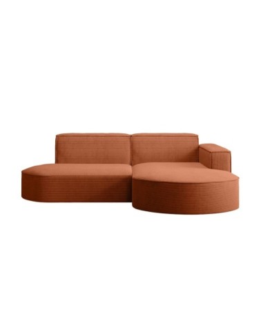 Canapé d'angle droit 4 places marla en velours côtelé - terracotta