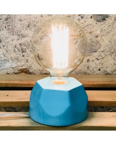 Lampe hexagone en béton turquoise fabrication artisanale