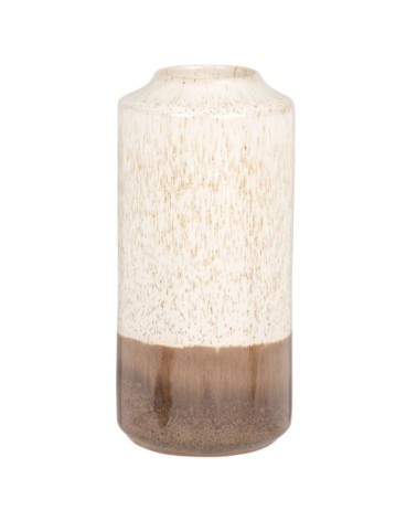 Vase en grès beige et marron H22