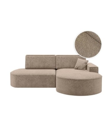 Canapé d'angle droit convertible 4pl marlo en tissu chenille taupe