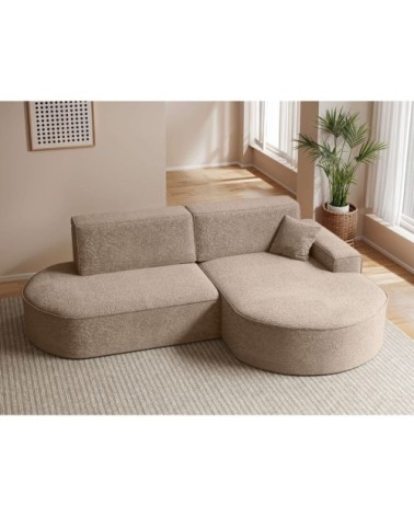 Canapé d'angle droit convertible 4pl marlo en tissu chenille taupe