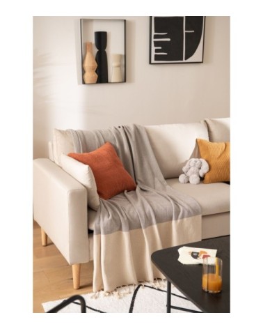 Déco murale en bois d'hévéa beige, marron et métal noir 39x50