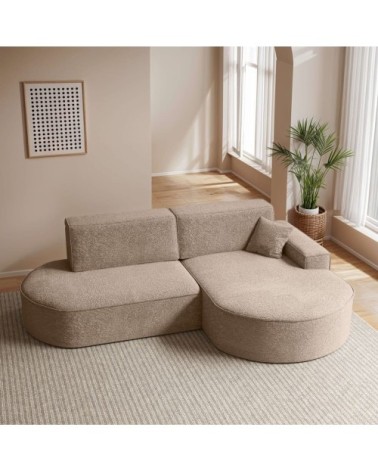 Canapé d'angle droit convertible 4pl marlo en tissu chenille taupe