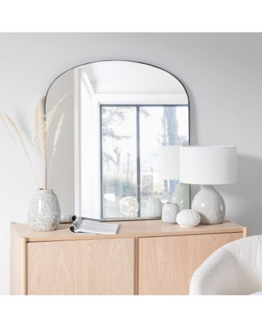 Miroir arche en métal noir 80x85